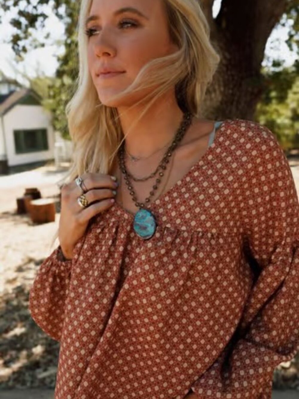 The Nest by Three Birds Nest Flowy Boho Printed Top Size M - Picture 3 of 9